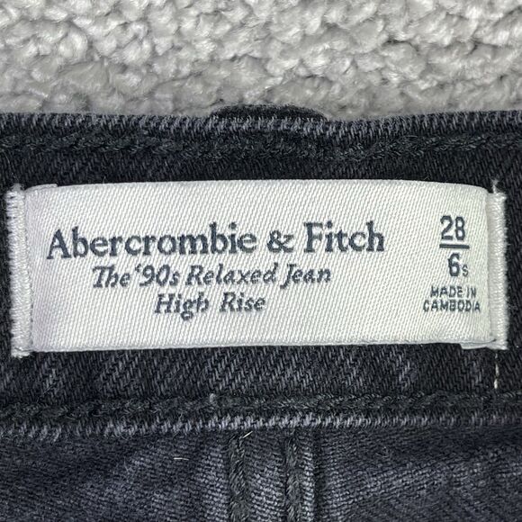 Abercrombie & Fitch Jeans Women’s 28X27 Black Straight Relaxed High Rise Cuffed - Picture 5 of 12